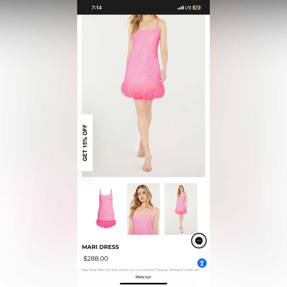 Likely Hot Pink Feathered Mini Dress “MARI”